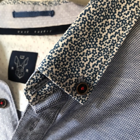 Rare Rabbit Blue Polo, Small, w/ Star print Collar - Picture 3 of 7